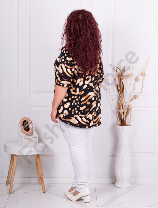 Plus size μπλούζα με ακανόνιστο σχέδιο-μπεζ-κωδ 1348-1