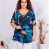 Plus size μπλούζα πολύχρωμη-μπλε-κωδ 1348
