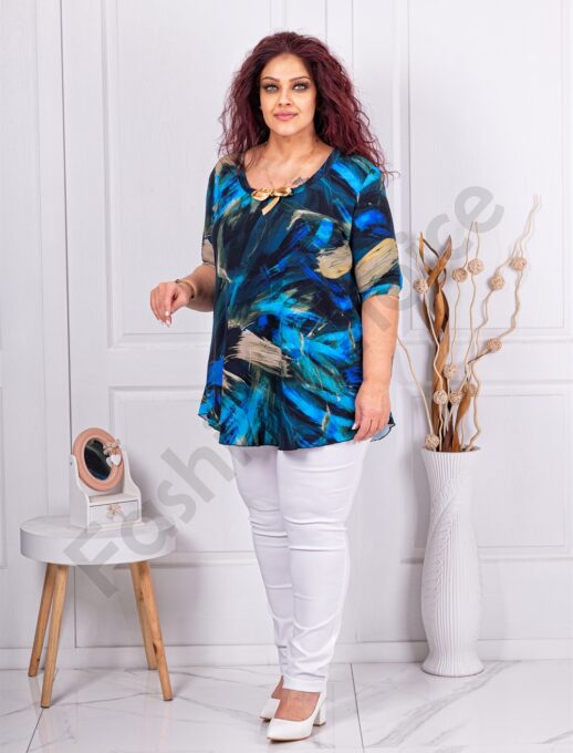 Plus size μπλούζα πολύχρωμη-μπλε-κωδ 1348