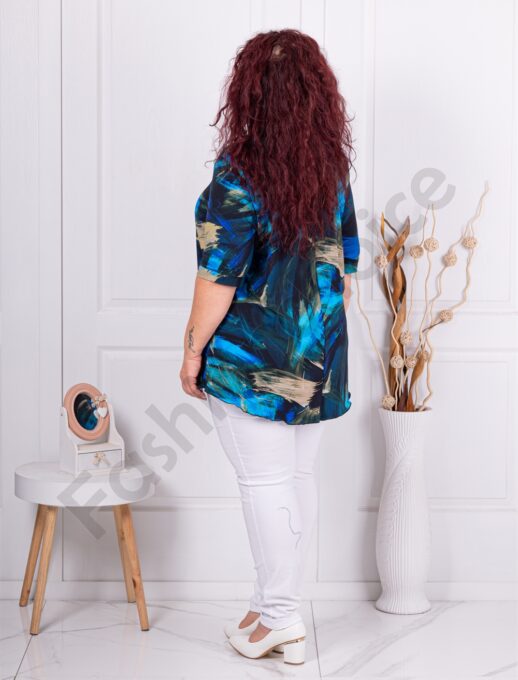 Plus size μπλούζα πολύχρωμη-μπλε-κωδ 1348
