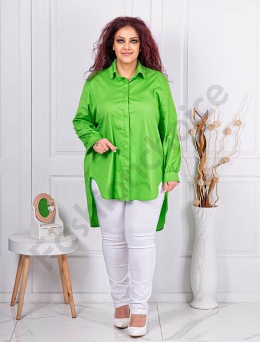 Plus size πουκάμισο ασύμμετρο-πράσινο-κωδ 2829-3