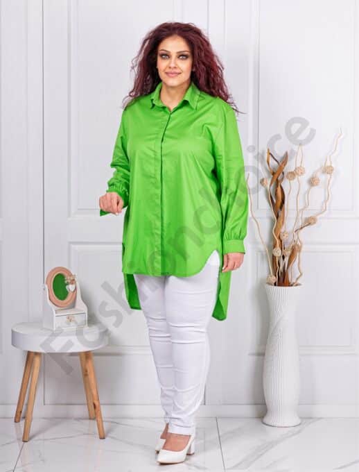 Plus size πουκάμισο ασύμμετρο-πράσινο-κωδ 2829-3