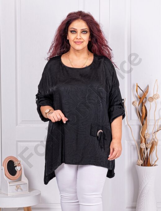 Plus size ασύμμετρη μπλούζα-μαύρο-κωδ 11035