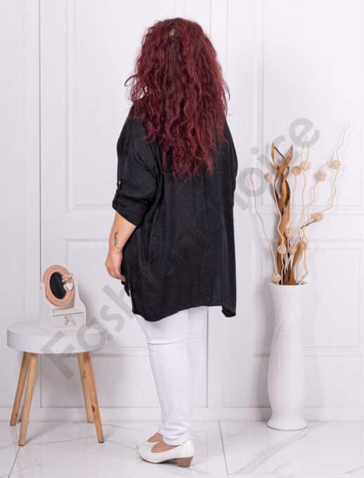 Plus size ασύμμετρη μπλούζα-μαύρο-κωδ 11035
