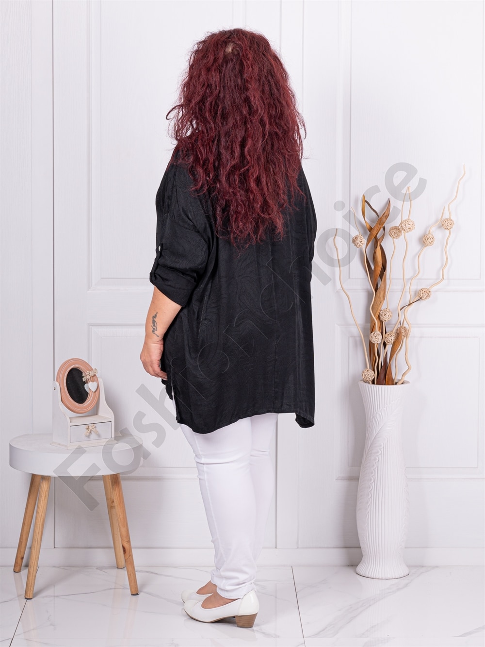Plus size ασύμμετρη μπλούζα-μαύρο-κωδ 11035