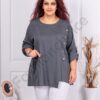 Plus size ασύμμετρη μπλούζα με κουμπιά-γκρι-κωδ 10997