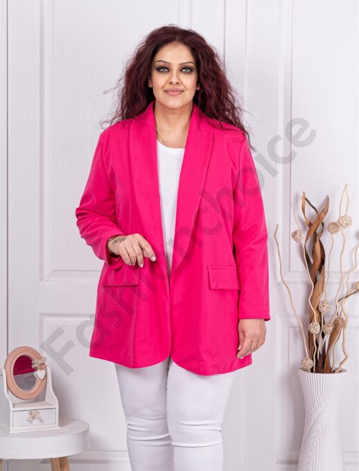 Plus size μπλέιζερ χωρίς κούμπωμα-φούξια-κωδ 2607-12