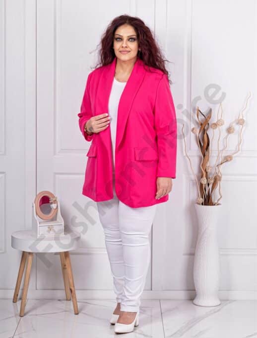 Plus size μπλέιζερ χωρίς κούμπωμα-φούξια-κωδ 2607-12