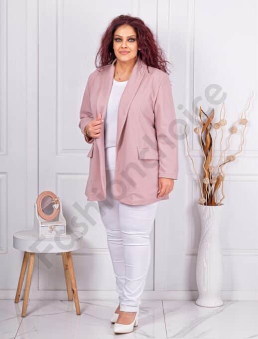Plus size μπλέιζερ χωρίς κούμπωμα-ροζ-κωδ 2607-14