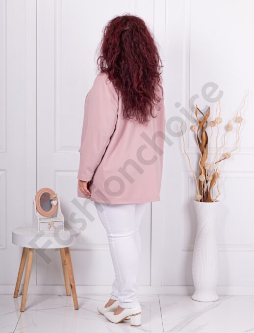 Plus size μπλέιζερ χωρίς κούμπωμα-ροζ-κωδ 2607-14