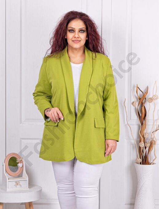 Plus size μπλέιζερ χωρίς κούμπωμα-πράσινο-κωδ 2607-11