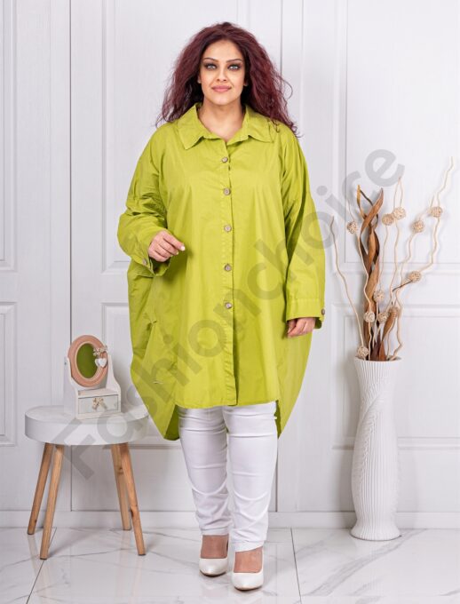 Plus size τουνίκ-πουκάμισο-πράσινο της ελιάς-κωδ 91750-2