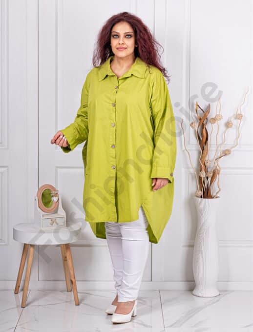 Plus size τουνίκ-πουκάμισο-πράσινο της ελιάς-κωδ 91750-2