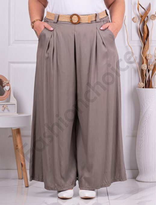 Plus size ψηλόμεση παντελόνα με ζώνη-μόκα-κωδ 2292-2