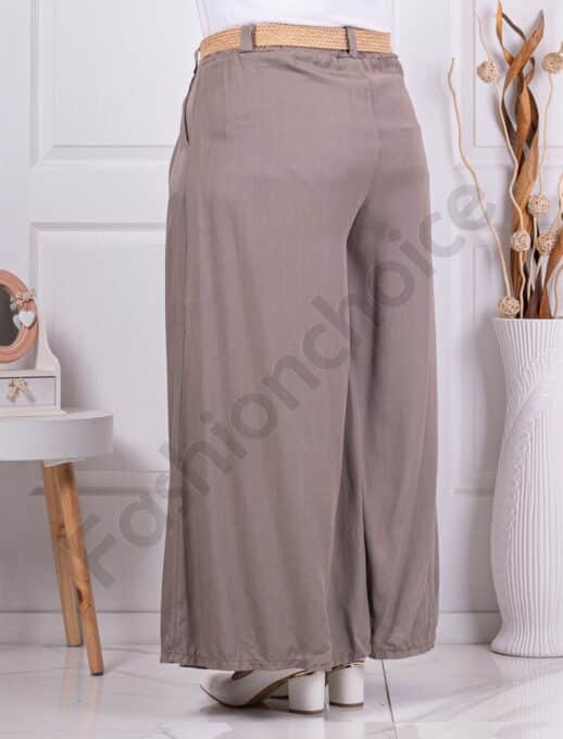Plus size ψηλόμεση παντελόνα με ζώνη-μόκα-κωδ 2292-2