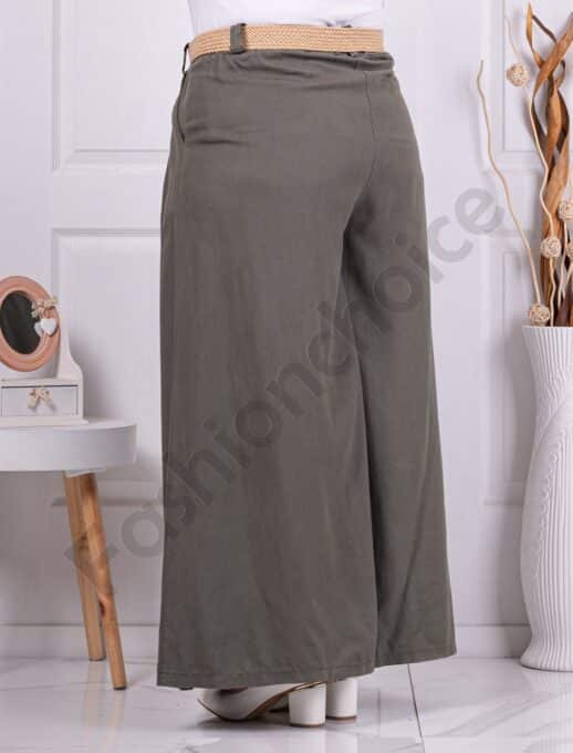 Plus size ψηλόμεση παντελόνα με ζώνη-χακί-κωδ 2292-4