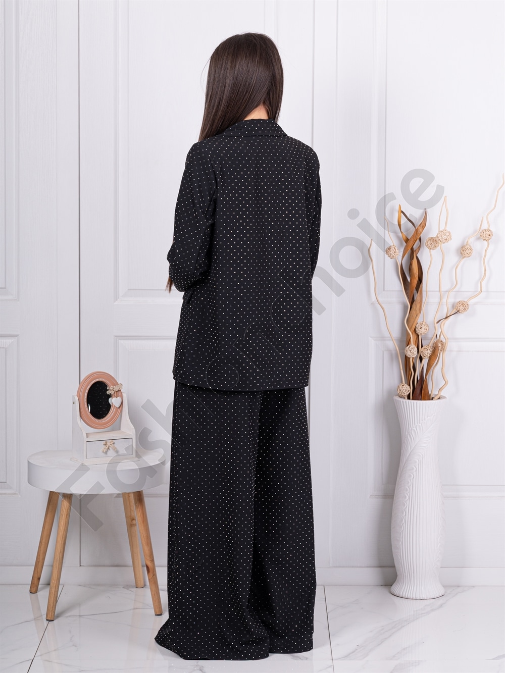 Γυναικείο Oversize σετ με στρας-μαύρο-κωδ 11577