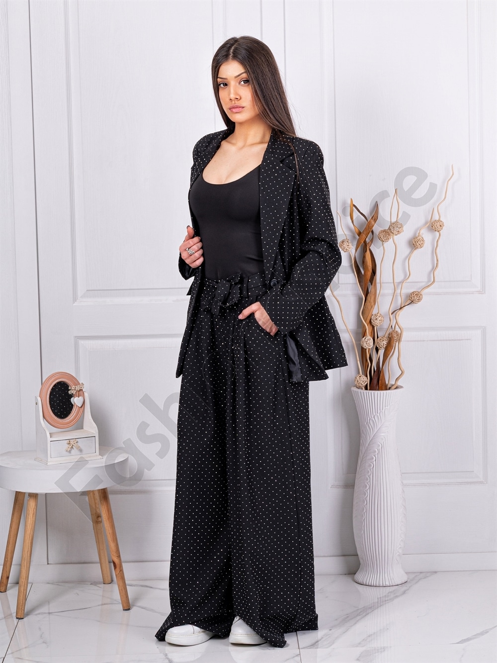 Γυναικείο Oversize σετ με στρας-μαύρο-κωδ 11577