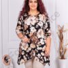 Plus size ασύμμετρη τουνίκ-μπεζ λουλούδια-κωδ 25355-11