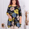 Plus size ασύμμετρη τουνίκ με μεγάλα λουλούδια-κωδ 25355-12