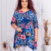 Plus size ασύμμετρη τουνίκ φλόραλ-μπλε-κωδ 25355-13