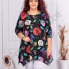 Plus size ασύμμετρη τουνίκ με πολύχρωμα λουλούδια-κωδ 25355-14