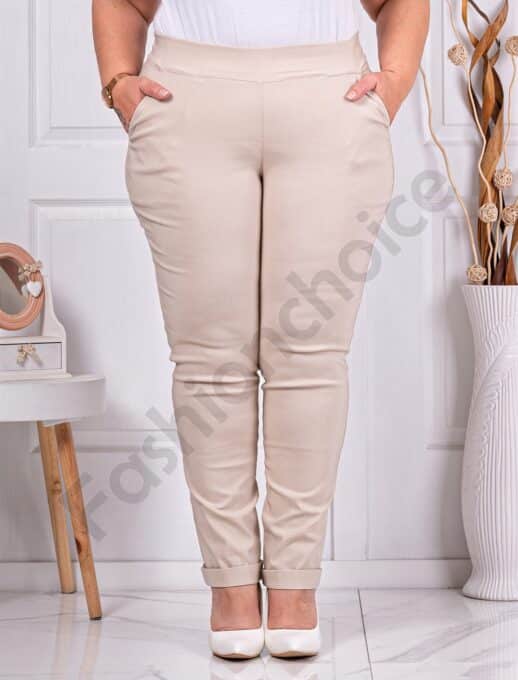 Plus size παντελόνι Push up ελαστικό-εκρού-κωδ 24348-14