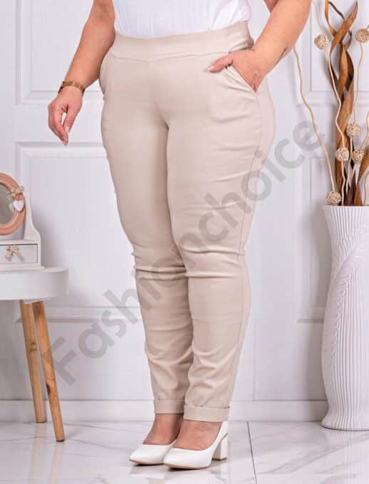 Plus size παντελόνι Push up ελαστικό-εκρού-κωδ 24348-14