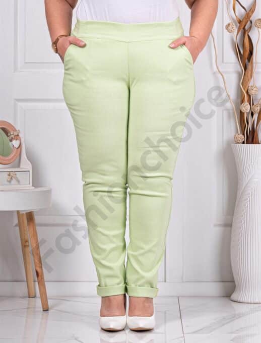 Plus size παντελόνι Push up ελαστικό-μέντα-κωδ 24348-18