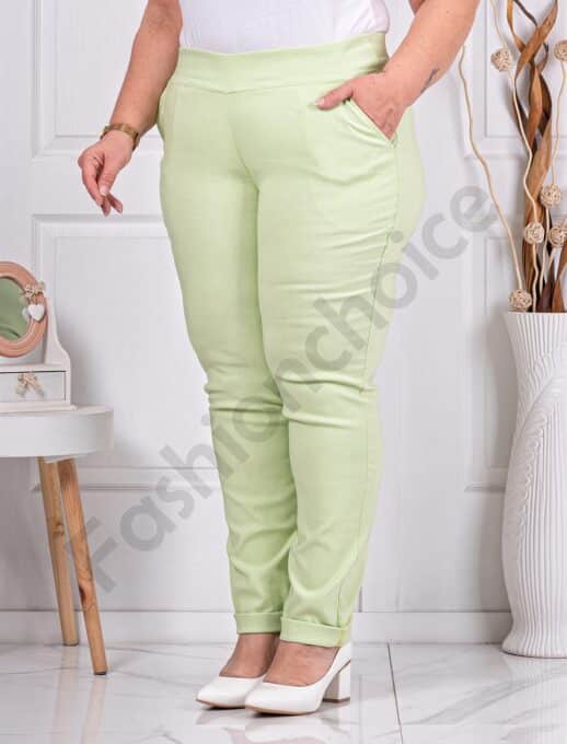 Plus size παντελόνι Push up ελαστικό-μέντα-κωδ 24348-18