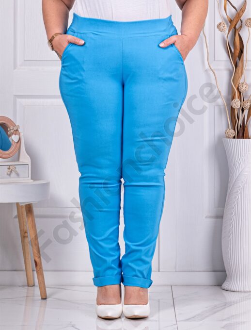 Plus size παντελόνι Push up ελαστικό-ανοιχτό μπλε-κωδ 24348-16