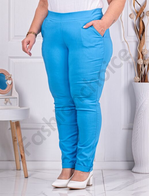 Plus size παντελόνι Push up ελαστικό-ανοιχτό μπλε-κωδ 24348-16