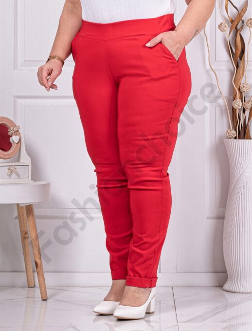 Plus size παντελόνι Push up ελαστικό-κόκκινο-κωδ 24348-13