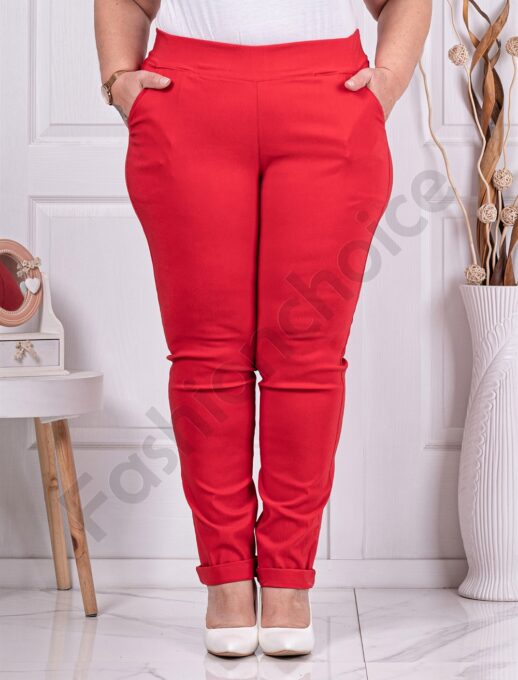 Plus size παντελόνι Push up ελαστικό-κόκκινο-κωδ 24348-13