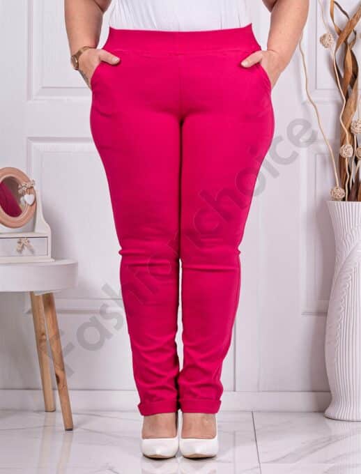 Plus size παντελόνι Push up ελαστικό-φούξια-κωδ 24348-17
