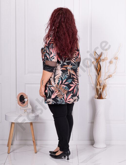 Plus size τουνίκ με ντεσέν φύλλα-κωδ 251309