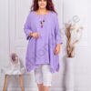 Plus size μπλούζα με δώρο κολιέ-λιλά-κωδ 1959-10