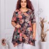 Plus size ασύμμετρη τουνίκ φλόραλ-κοραλί-κωδ 25248-4