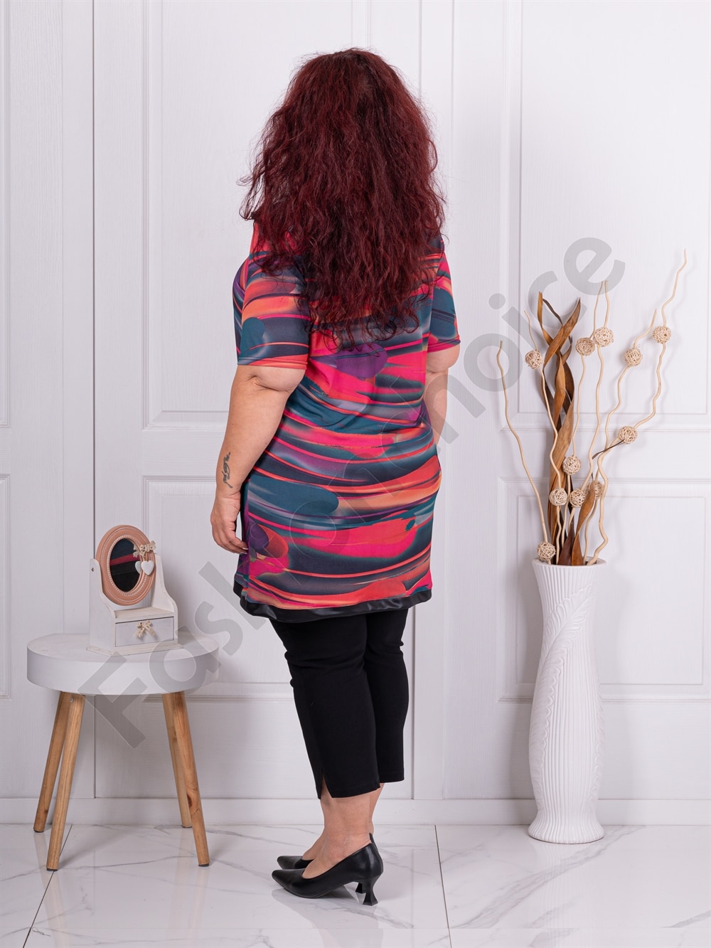 Plus size πολύχρωμη μπλούζα με τσέπη-κωδ 251303-1