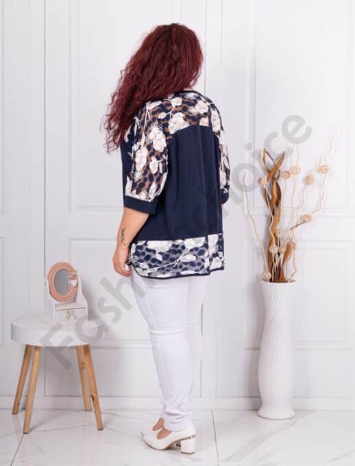 Plus size μπλούζα με τούλι με πουά-κωδ 23022