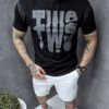 Ανδρικό t-shirt με τύπωμα FWS-μαύρο-κωδ 708