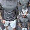Ανδρική μπλούζα Oversize με επιγραφές-σκούρο γκρι-κωδ 270-3