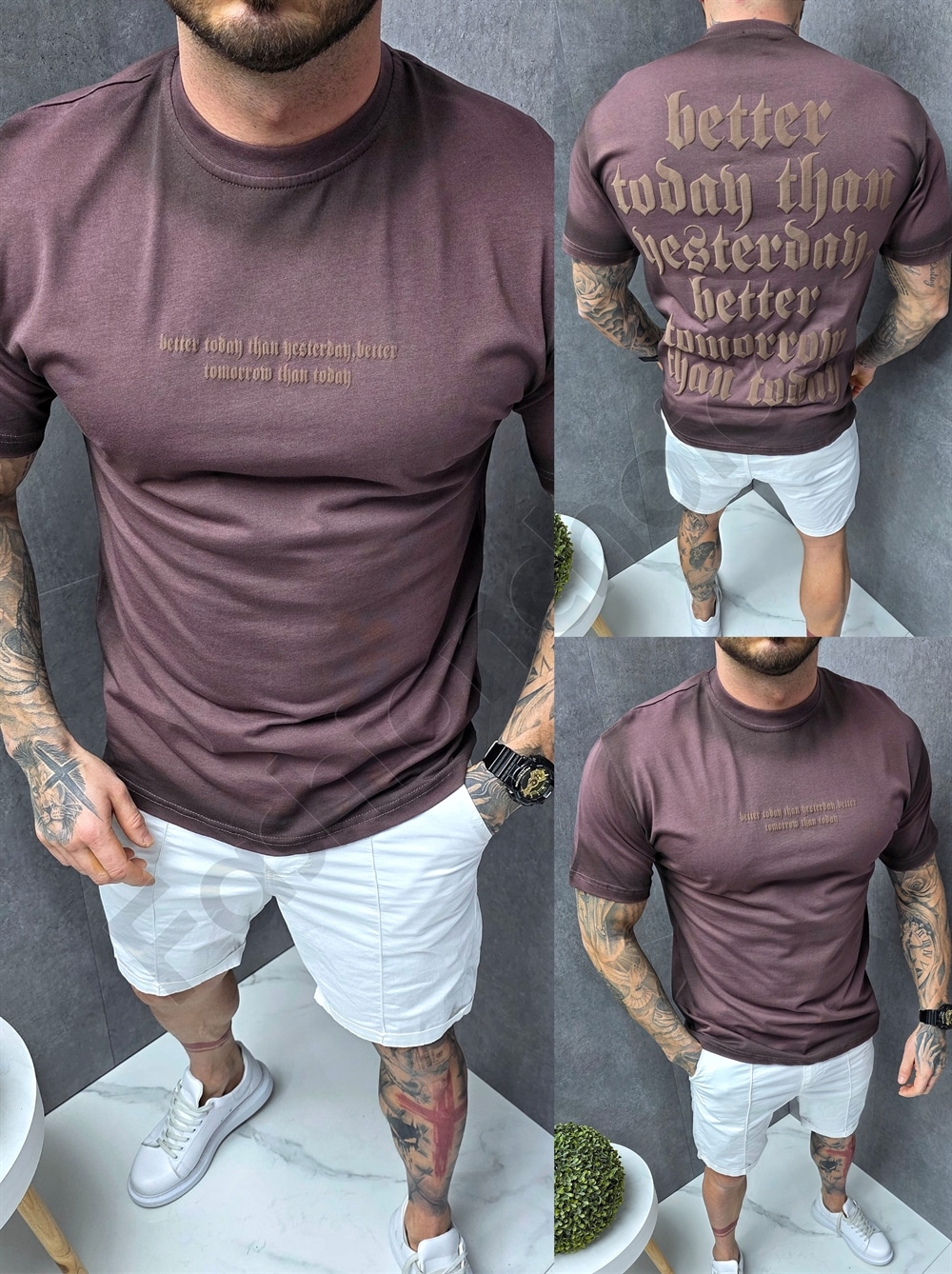 Ανδρική μπλούζα Oversize με επιγραφές-μωβ-κωδ 270-2