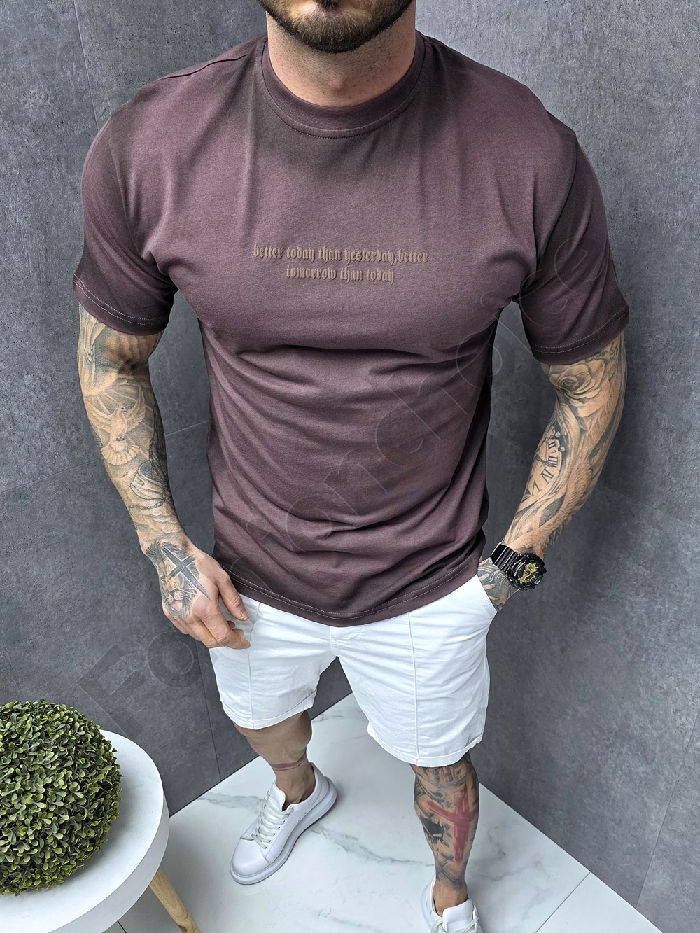Ανδρική μπλούζα Oversize με επιγραφές-μωβ-κωδ 270-2
