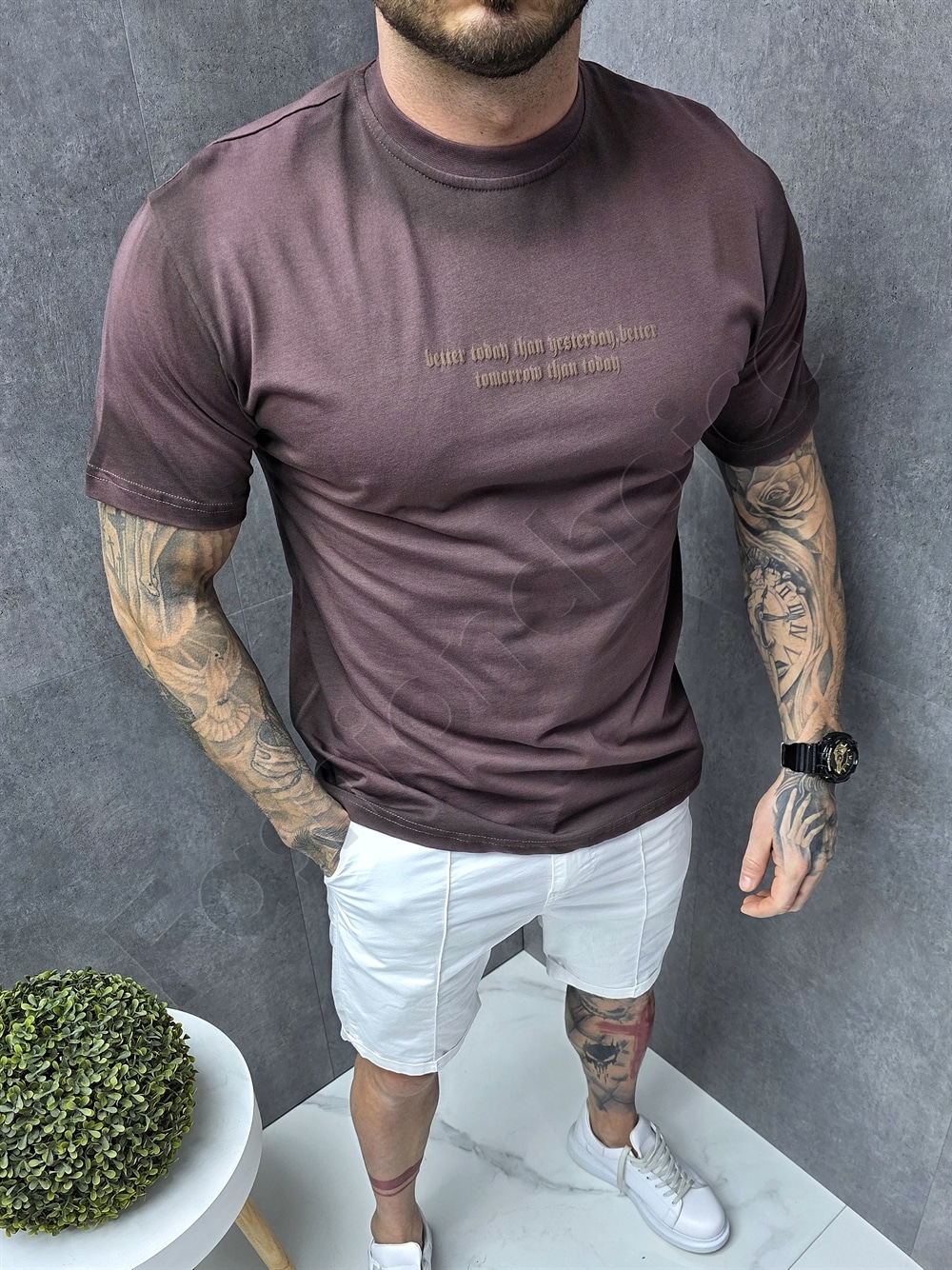 Ανδρική μπλούζα Oversize με επιγραφές-μωβ-κωδ 270-2