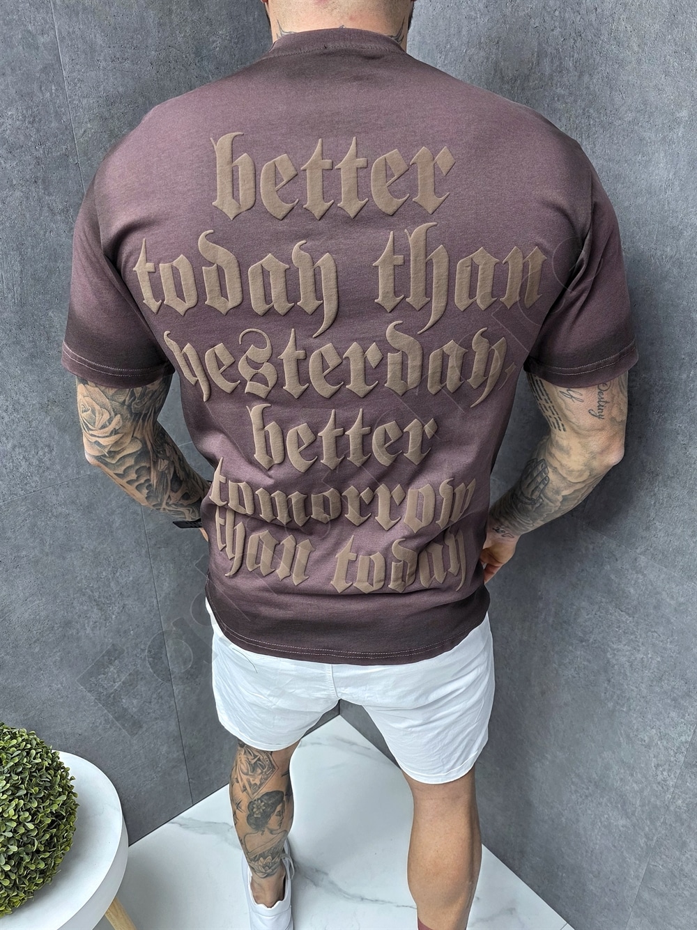 Ανδρική μπλούζα Oversize με επιγραφές-μωβ-κωδ 270-2