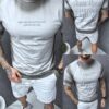 Ανδρική μπλούζα Oversize με επιγραφές-ανοιχτό γκρι-κωδ 270-1