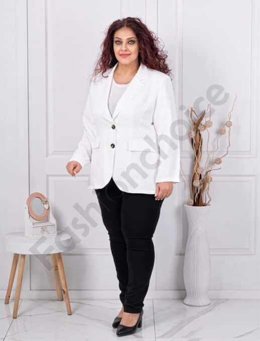 Plus size γυναικείο σακάκι-λευκό-κωδ 2609-3