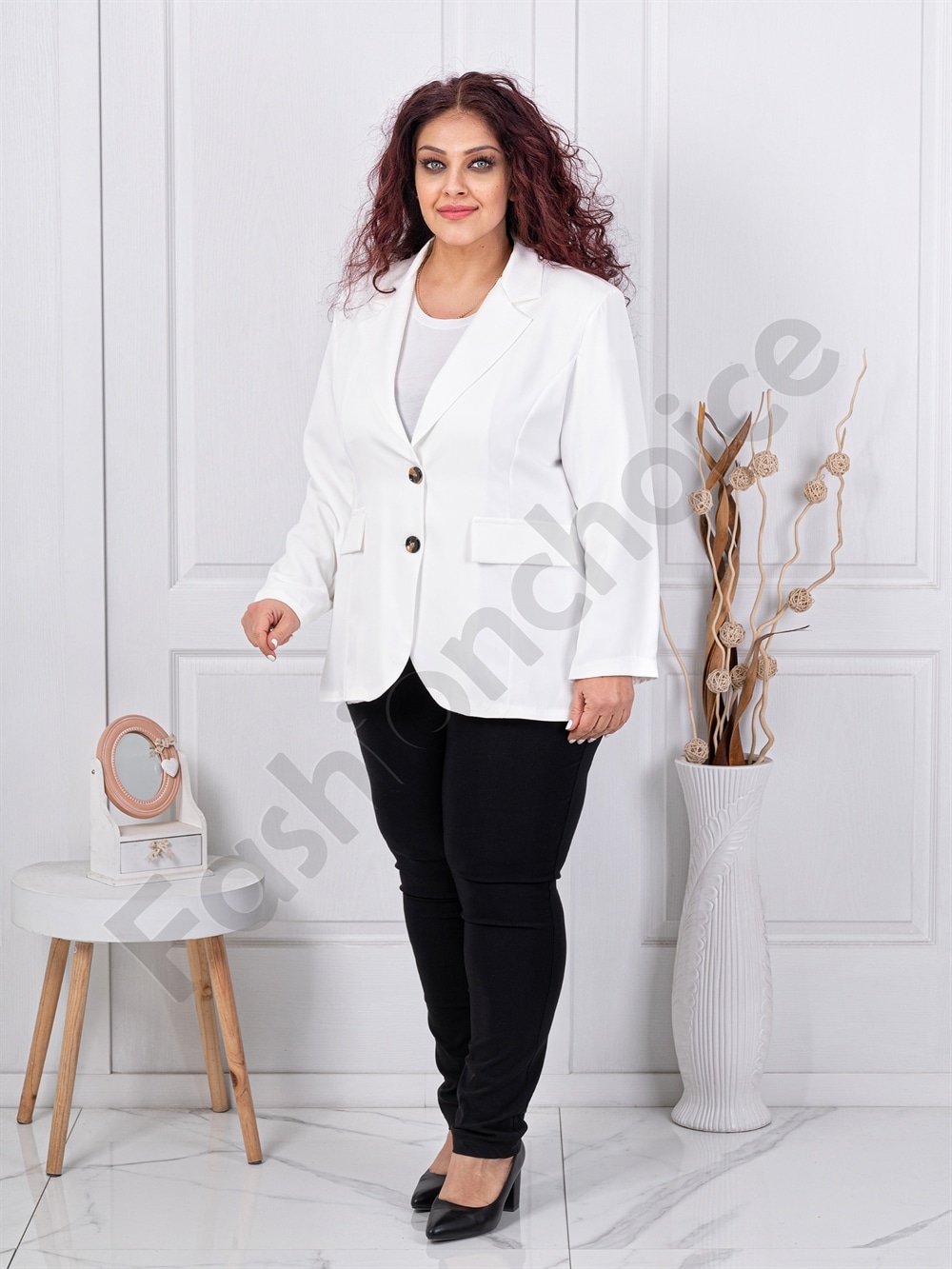 Plus size γυναικείο σακάκι-λευκό-κωδ 2609-3