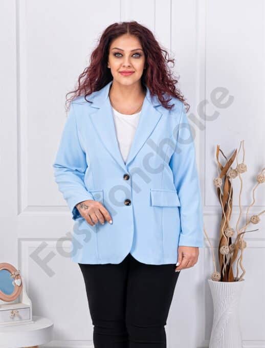 Plus size γυναικείο σακάκι-γαλάζιο-κωδ 2609-11
